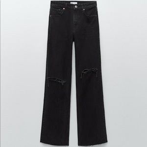 ZARA HIGH RISE WIDE LEG FULL LENGTH JEAN